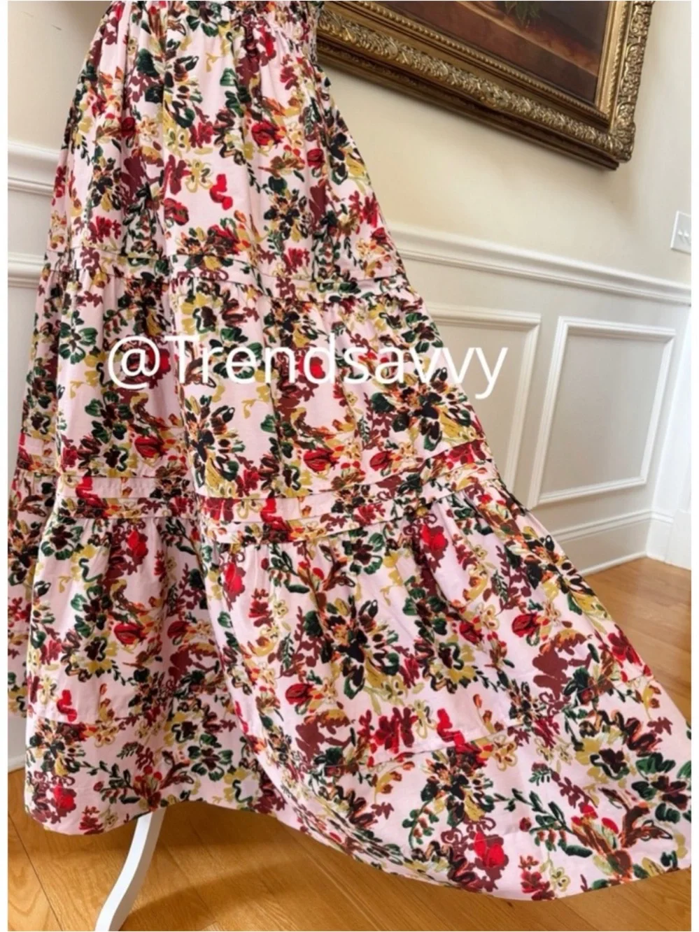 Anthropologie Somerset Floral Pink Maxi Dress Smocked Cotton Size Small NWT